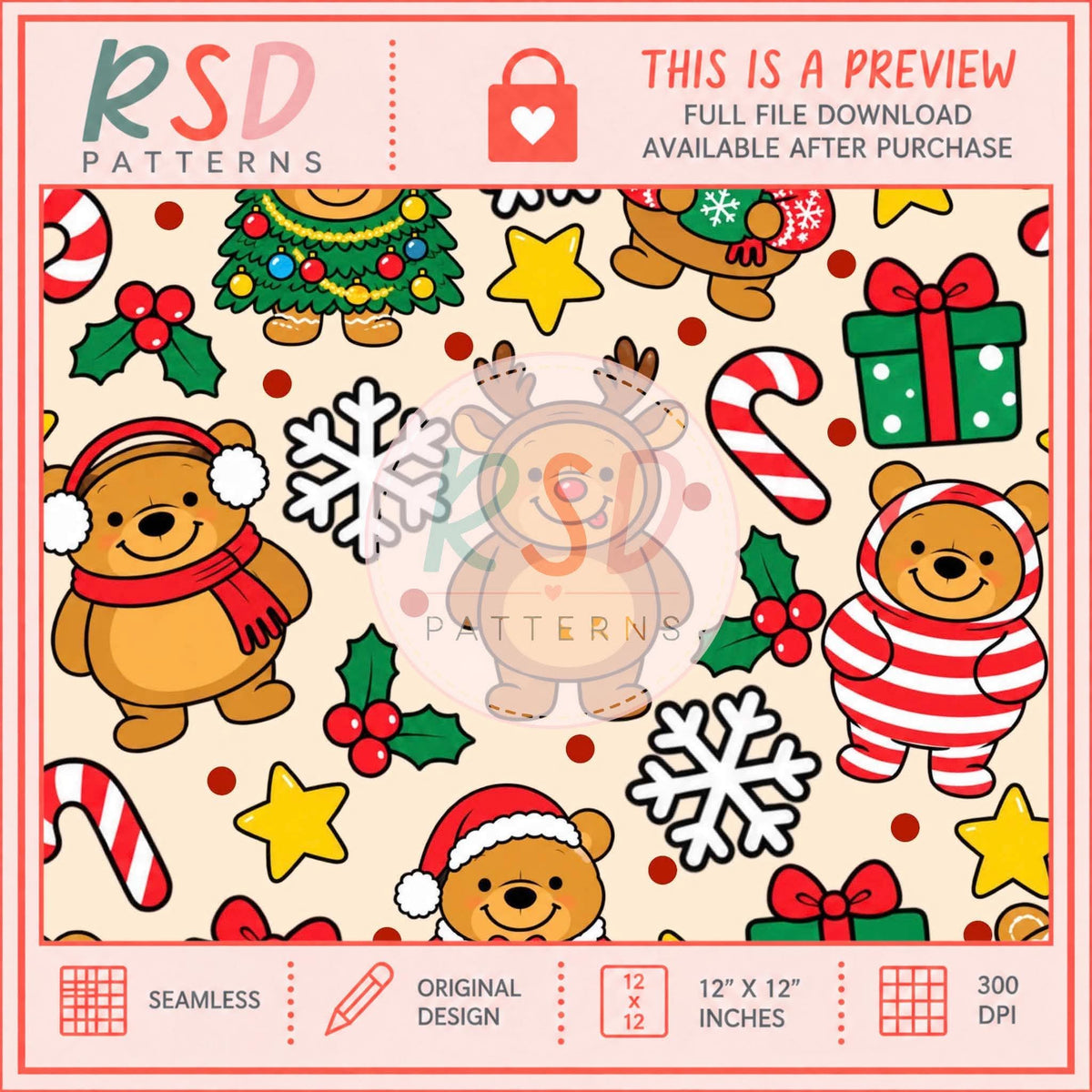 Christmas Teddy Seamless File