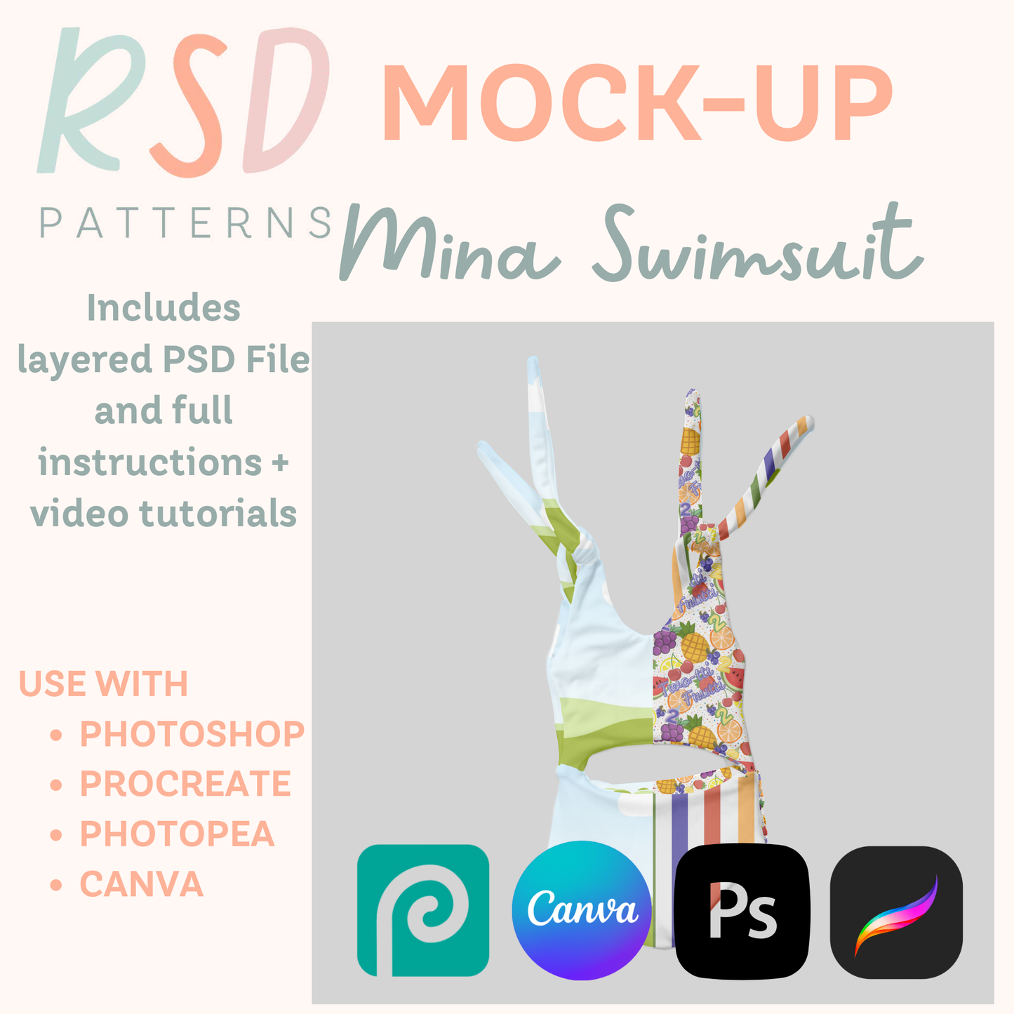 Mina Swimsuit Digital Sewing Pattern Mock-Up