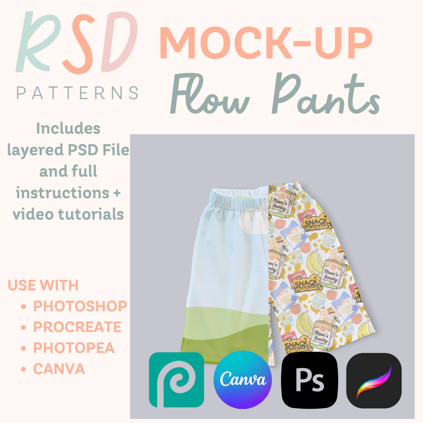 Flow Pants Digital Sewing Pattern Mock-Up