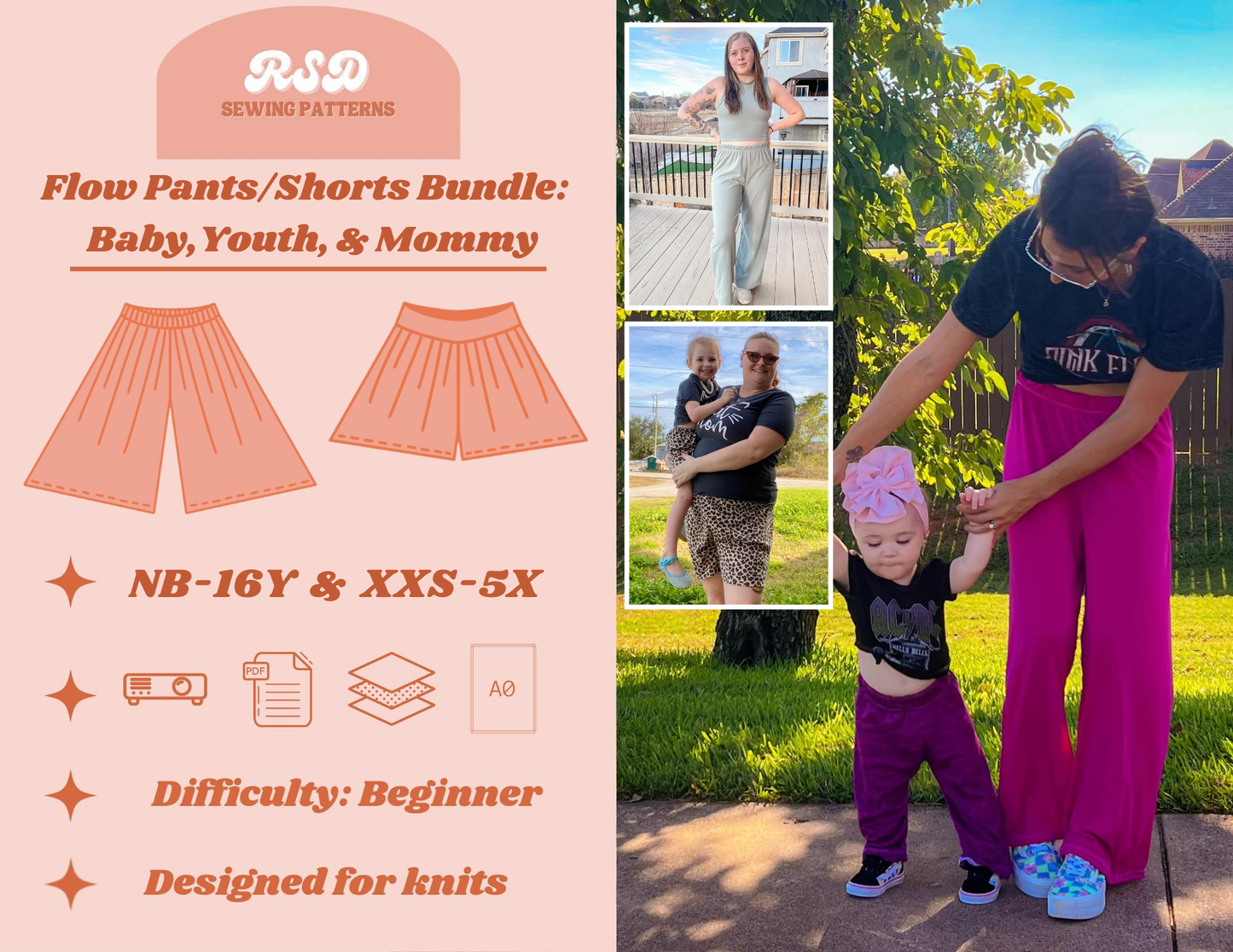 Baby, Youth, & Mommy Flow Pants/Shorts Bundle PDF