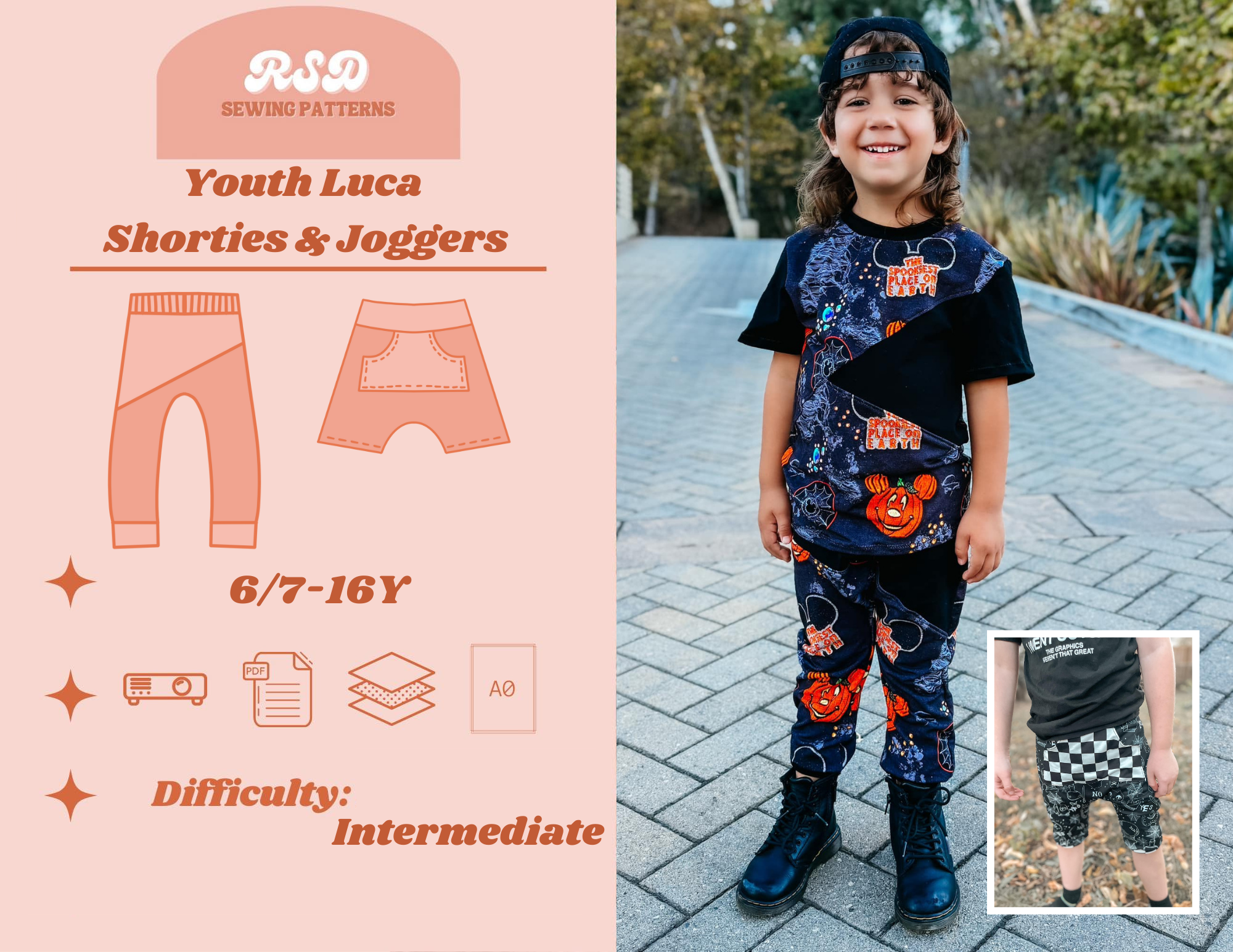 Youth Luca Shorties/Joggers PDF Retro Sparkle Designs